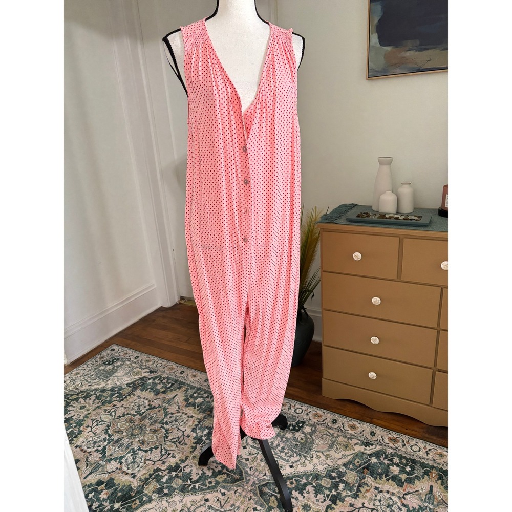 The Nines by Hatch Pink Red Polka Dot Maternity Jumpsuit Sleeveless Sz M